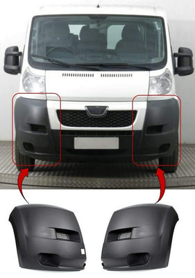 Fits Peugeot Boxer 2006-2014 Front Bumper End Corner Black Textured Pair Left & Right - tradevehicleparts.co.uk