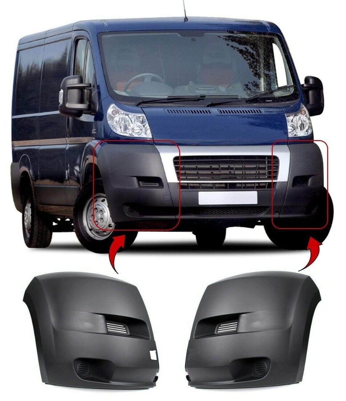 FT3001C Fiat Ducato 2006-2014 Front Bumper End Corner Black Textured Pair Left & Right
