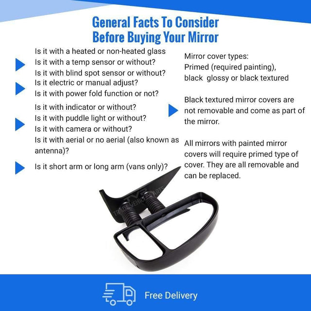 Fits Fiat Ducato 1999-2006 Door Wing Mirror Manual Black Long Arm Driver Side - image 5