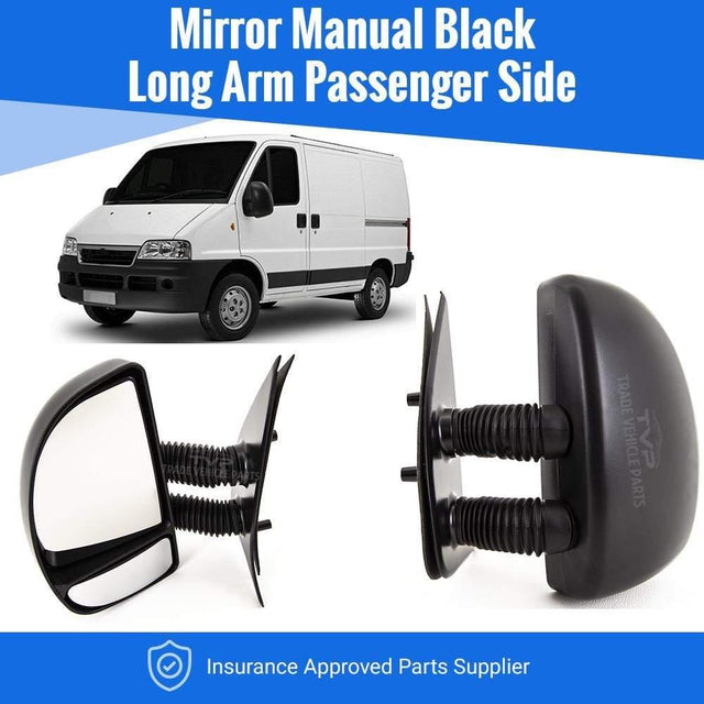 Fits Fiat Ducato 1999-2006 Door Wing Mirror Manual Black Long Arm Passenger Side - image 2