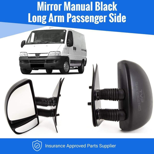 Fits Peugeot Boxer 1999-2006 Door Wing Mirror Manual Black Long Arm Passenger Side - image 2