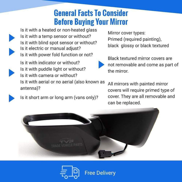 Fits Peugeot Bipper 2008- Door Wing Mirror Heated Electric Black Driver Side - image 4
