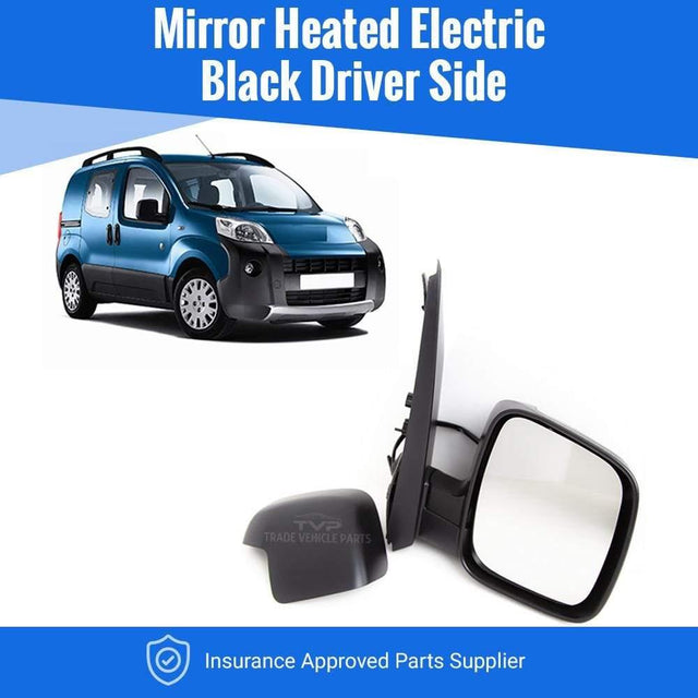 Fits Peugeot Bipper 2008- Door Wing Mirror Heated Electric Black Driver Side - image 2