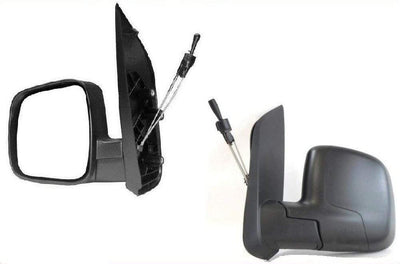 Fits Peugeot Bipper 2008- Door Wing Mirror Manual Black Passenger Side - tradevehicleparts.co.uk