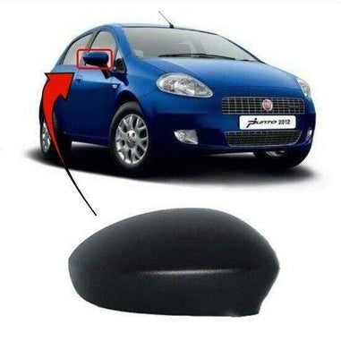 Fits Fiat Punto 2012- Door Wing Mirror Cover Black Driver Side Right - tradevehicleparts.co.uk
