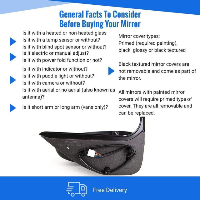 Fits Fiat Ducato 1999-2006 Door Wing Mirror Electric Heated Short Arm Driver Side - image 3