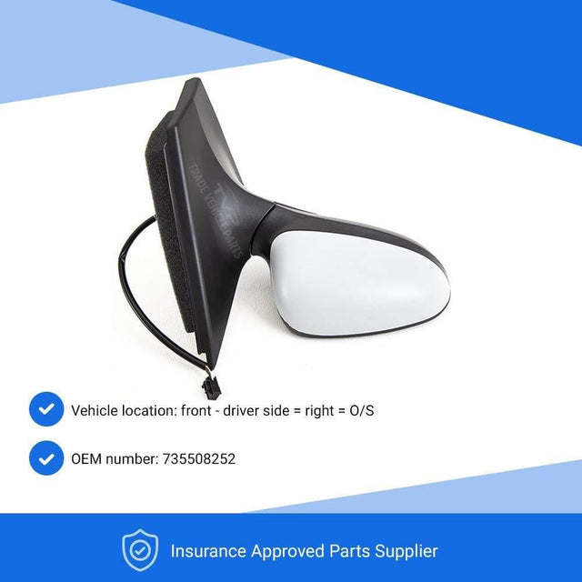 Fits Fiat Bravo 2007- 2014 Door Wing Mirror Electric Heated Primed Cover Driver Side - image 3