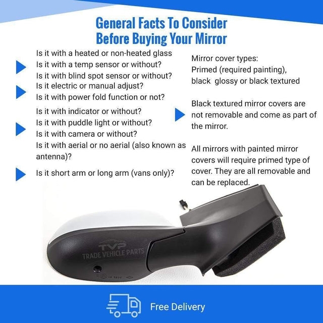 Fits Fiat Bravo 2007- 2014 Door Wing Mirror Electric Heated Primed Cover Driver Side - image 4