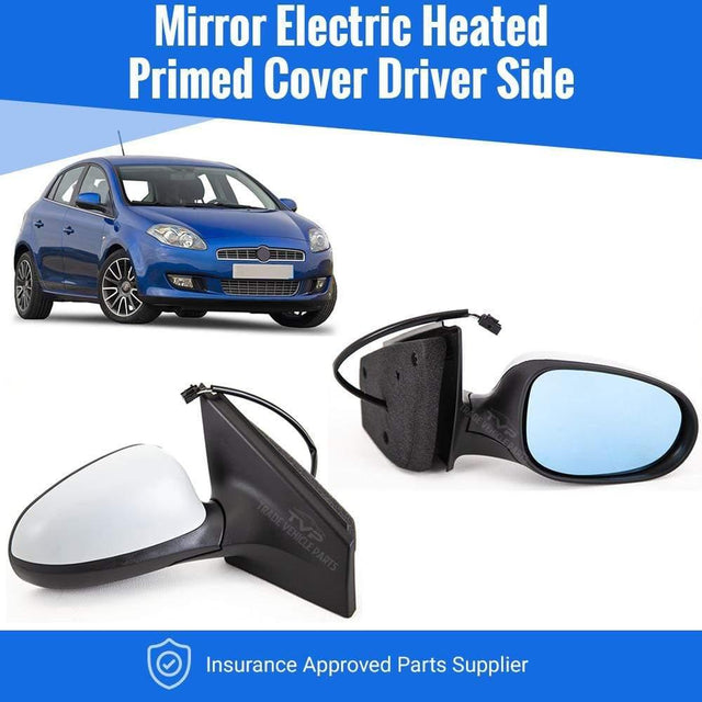 Fits Fiat Bravo 2007- 2014 Door Wing Mirror Electric Heated Primed Cover Driver Side - image 2