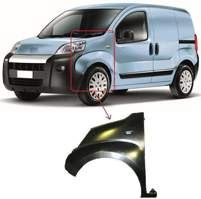 Fits Fiat Fiorino 2008- Front Wing Primed W/Indicator Lamp Hole W/O Moulding Hole N/S - tradevehicleparts.co.uk