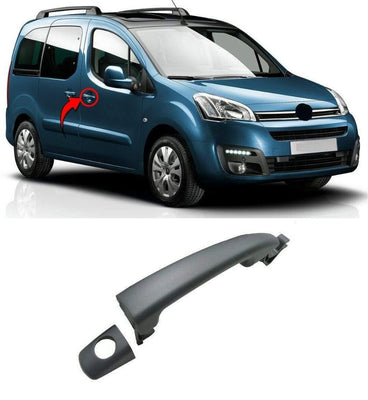 Fits Citroen Berlingo 2008-2018 Front Door Handle Outside Primed With Key Hole Driver - tradevehicleparts.co.uk