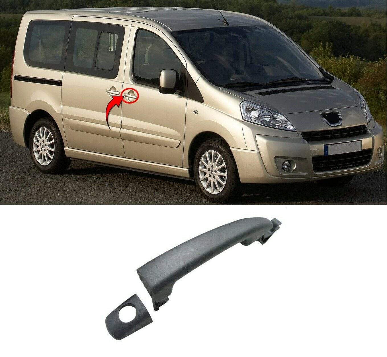 FT5150E Peugeot Expert 2007-2016 Front Door Handle Outside Primed With Key Hole Driver