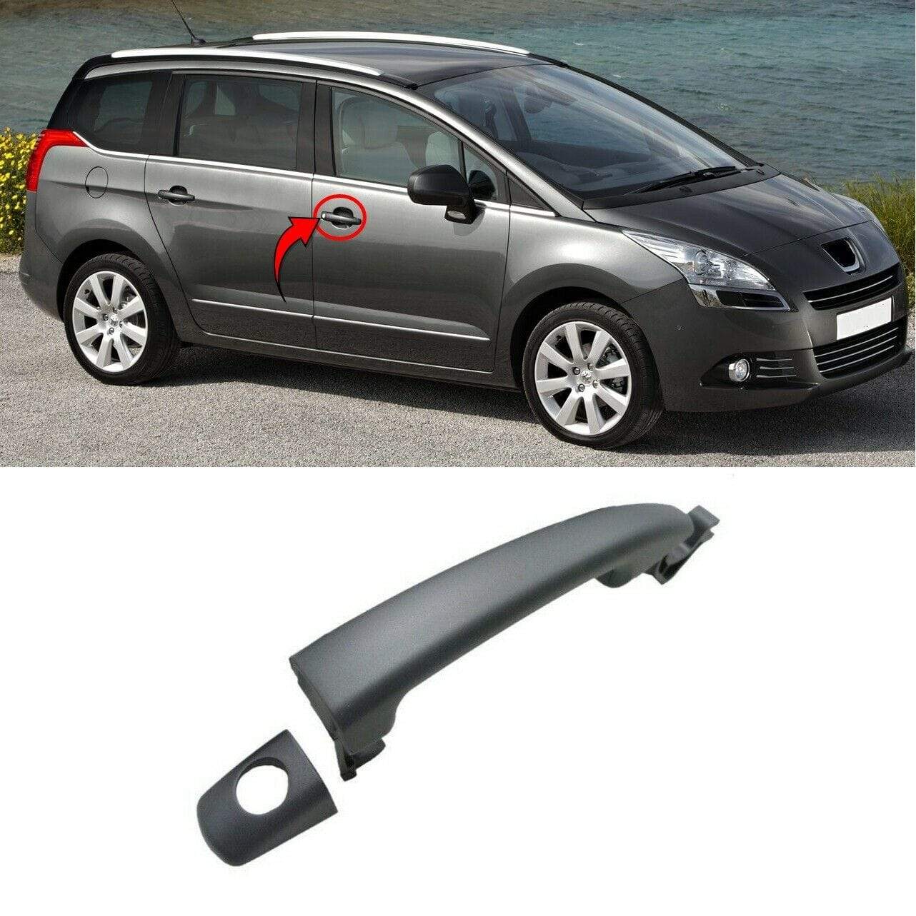 FT5150I Peugeot 5008 2010-2017 Front Door Handle Outside Primed W/Key Hole Driver Side