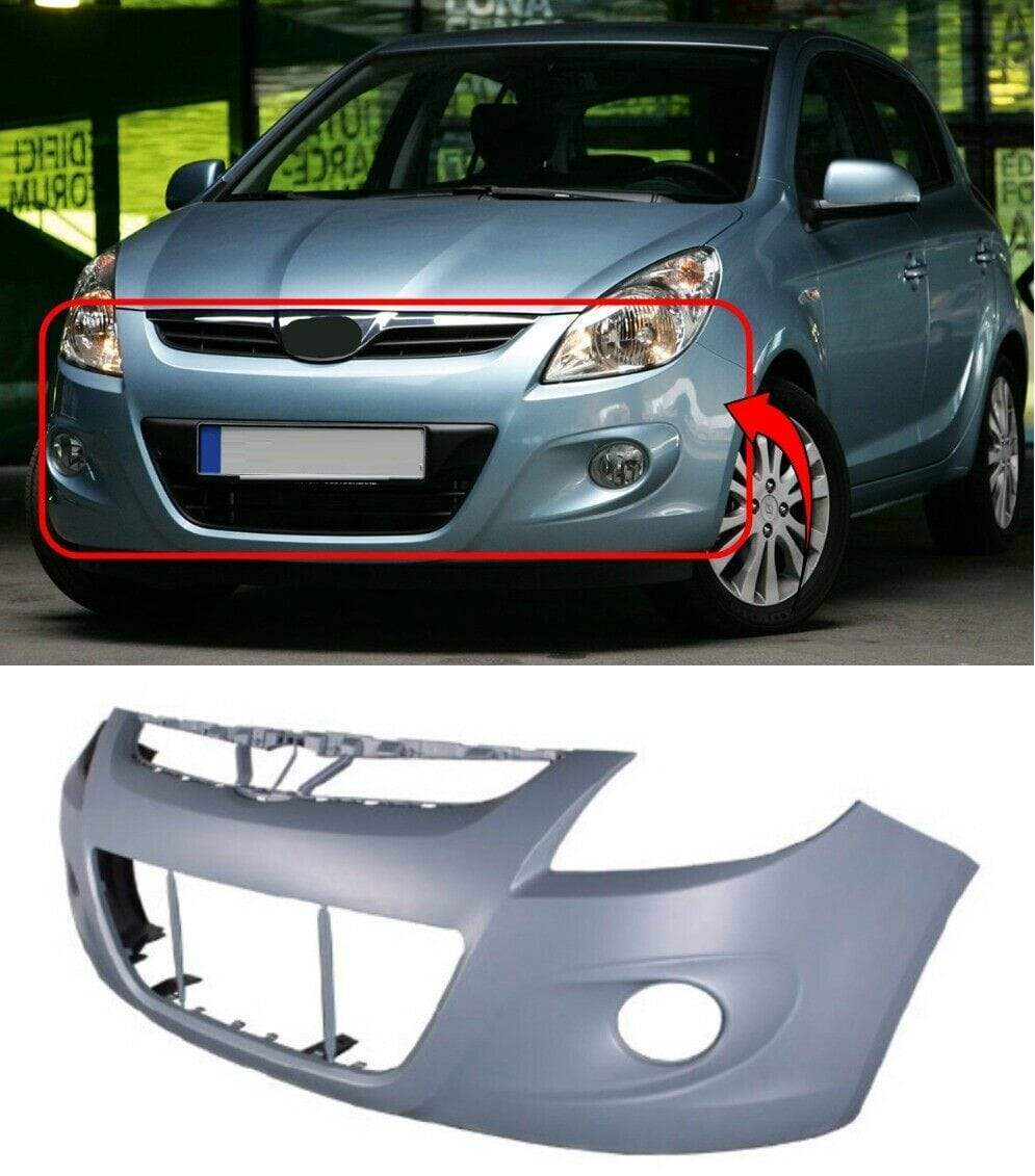 HN1109 Hyundai I20 2008-2012 Front Bumper Primed With Fog Holes No Pdc Or Washer Holes