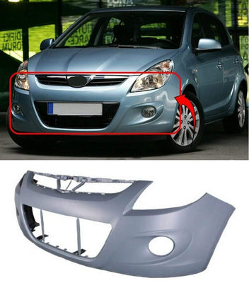 Fits Hyundai I20 2008-2012 Front Bumper Primed With Fog Holes No Pdc Or Washer Holes - tradevehicleparts.co.uk