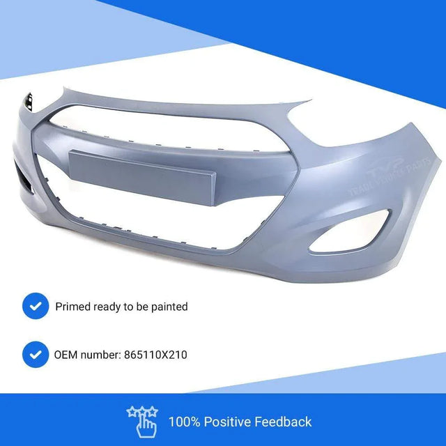 Fits Hyundai I10 2011-2013 Front Bumper Primed No Pdc Or Washer Holes - image 3