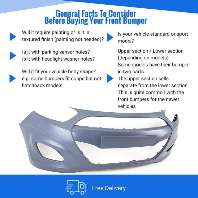 Fits Hyundai I10 2011-2013 Front Bumper Primed No Pdc Or Washer Holes - image 4