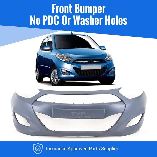 Fits Hyundai I10 2011-2013 Front Bumper Primed No Pdc Or Washer Holes - image 2