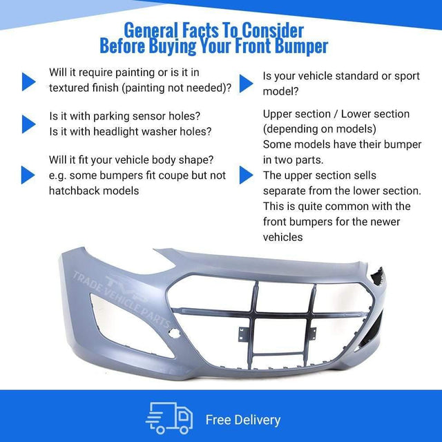 Fits Hyundai I30 5Dr 2012-2017 Front Bumper Primed No Pdc,No Washer Holes - image 4