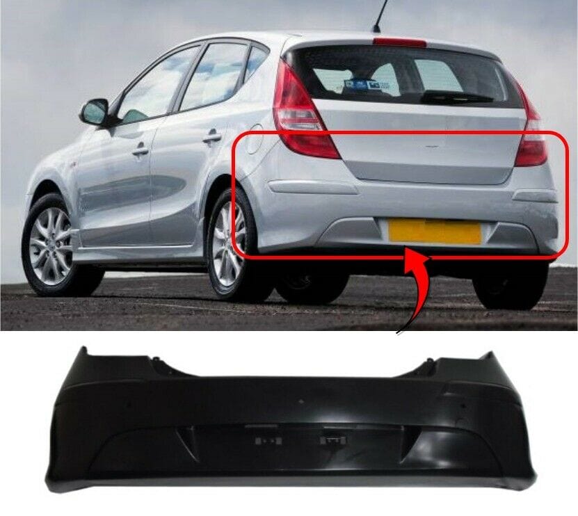 HN5017 Hyundai I30 2010-2012 Rear Bumper With Parking Sensor Hole Mat Black