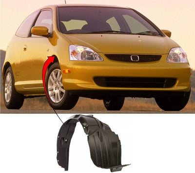 Fits Honda Civic 2001-2005 Front Wing Arch Liner Splash Guard Driver Fits Type R Also - tradevehicleparts.co.uk