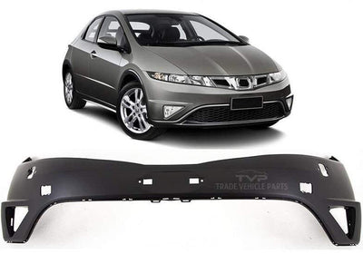 Fits Honda Civic Hatchback 2005-2012 Front Bumper Primed With Washer Jet Hole - tradevehicleparts.co.uk