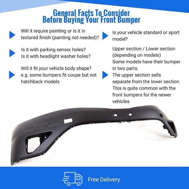 Fits Honda Civic Hatchback 2005-2012 Front Bumper Primed Wo/ Washer Holes - image 4