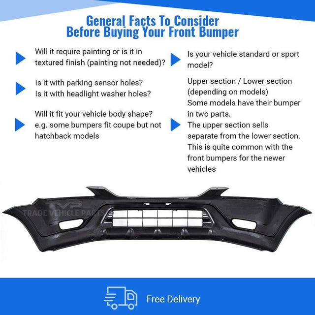 Fits Honda Crv 2002-2005 Front Bumper Mat-Black With Fog Lamp Hole No Pdc Or Washer Holes - image 4