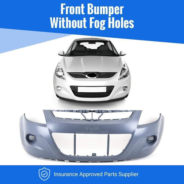 Fits Hyundai I20 2009-2012 Front Bumper Primed No Fog Holes - image 2