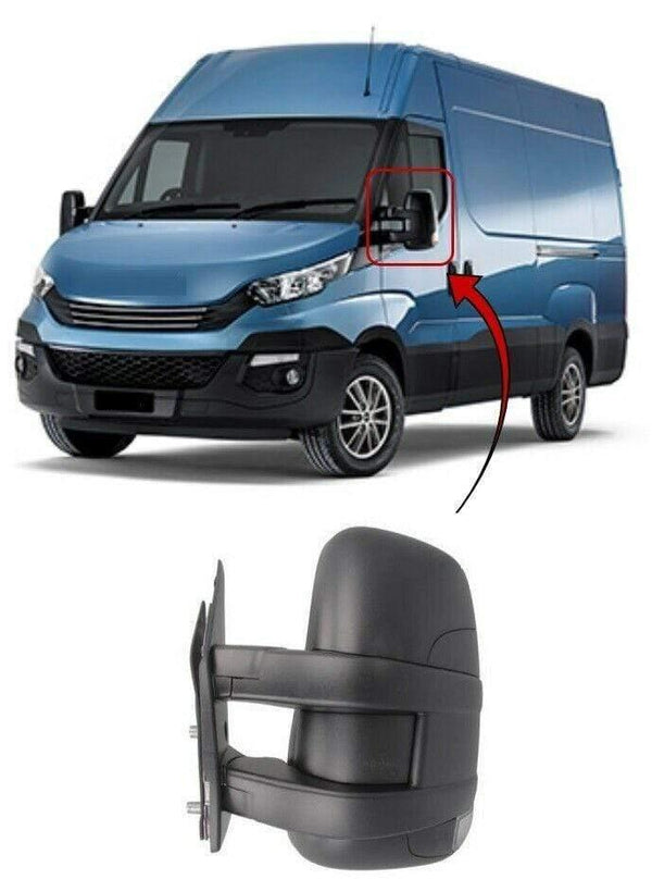 Fits Iveco Daily 2007-2013 Door Wing Mirror Manual With Indicator Textured Cover Short Arm Left