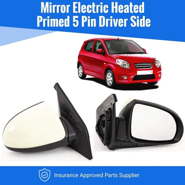 Fits Kia Picanto 2007-2011 Door Wing Mirror Electric Heated Not Primed Driver Side - image 2