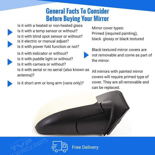 Fits Kia Picanto 2007-2011 Door Wing Mirror Electric Heated Not Primed Driver Side - image 4