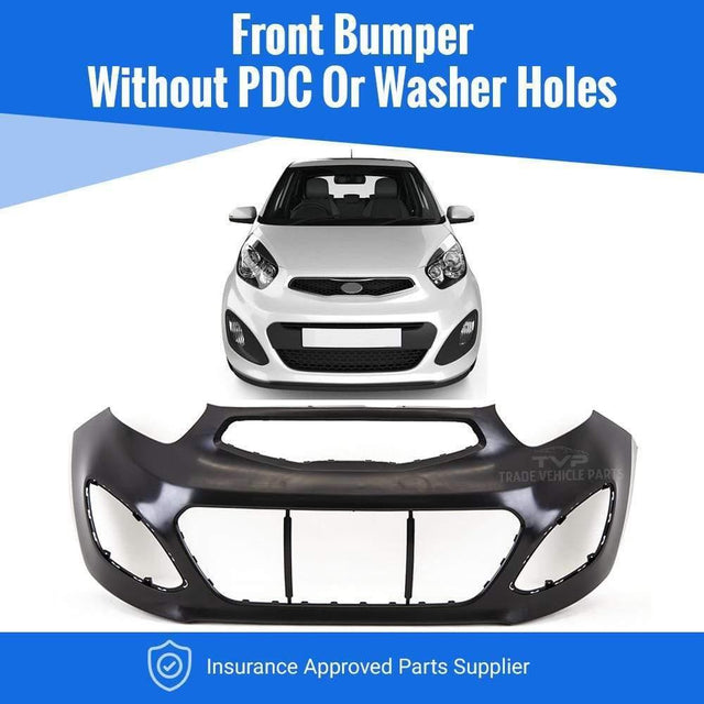 Fits Kia Picanto 2011-2015 Front Bumper No Pdc Or Washer Holes Mat Black Fits 5 Doors Only - image 2