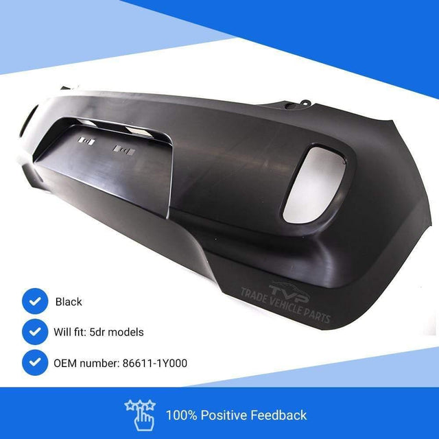 Fits Kia Picanto 2011-2015 Rear Bumper Black 5Dr - image 3