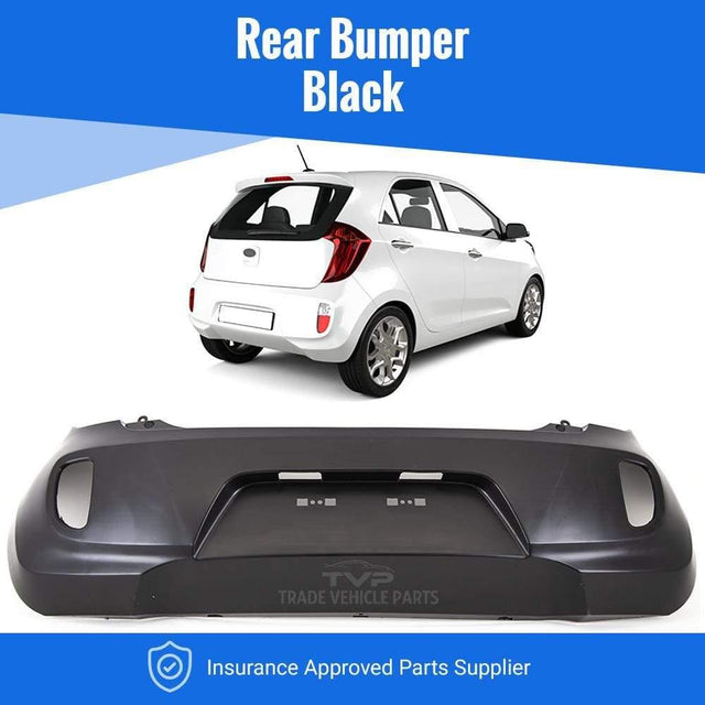 Fits Kia Picanto 2011-2015 Rear Bumper Black 5Dr - image 2