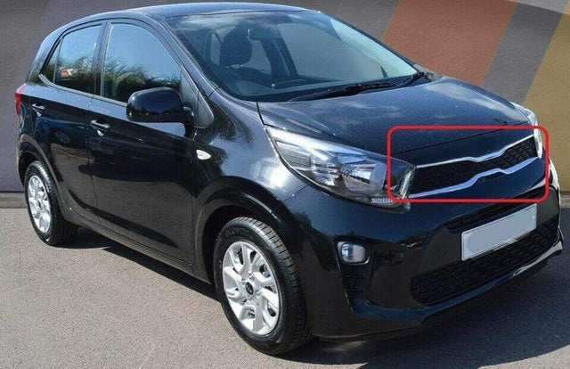 Fits Kia Picanto 2017- Front Upper Grille Black With Chrome Moulding - image 2