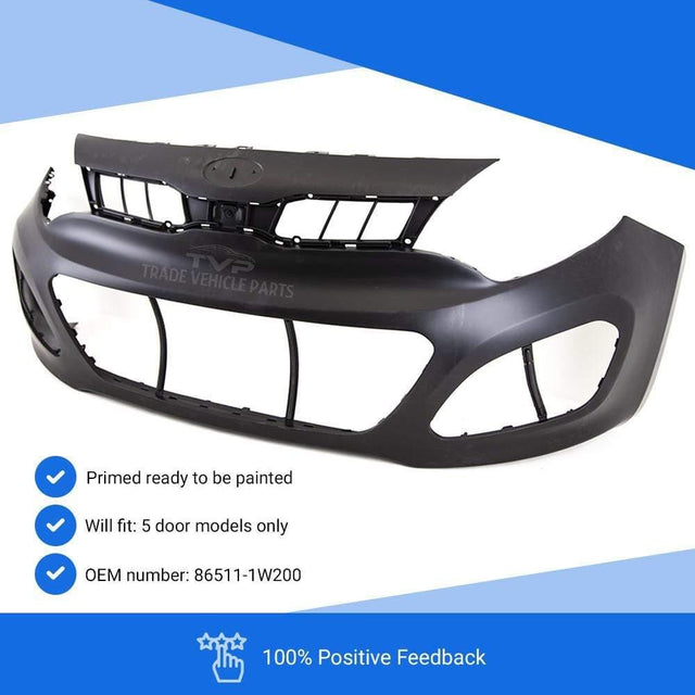 Fits Kia Rio 2011-2015 Front Bumper Primed - image 3