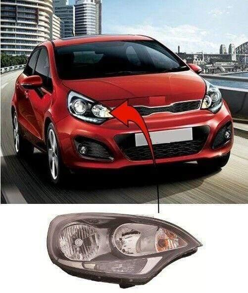 Fits Kia Rio 2011-2015 Headlight Headlamp Halogen Black Type Driver Side No Motor Included