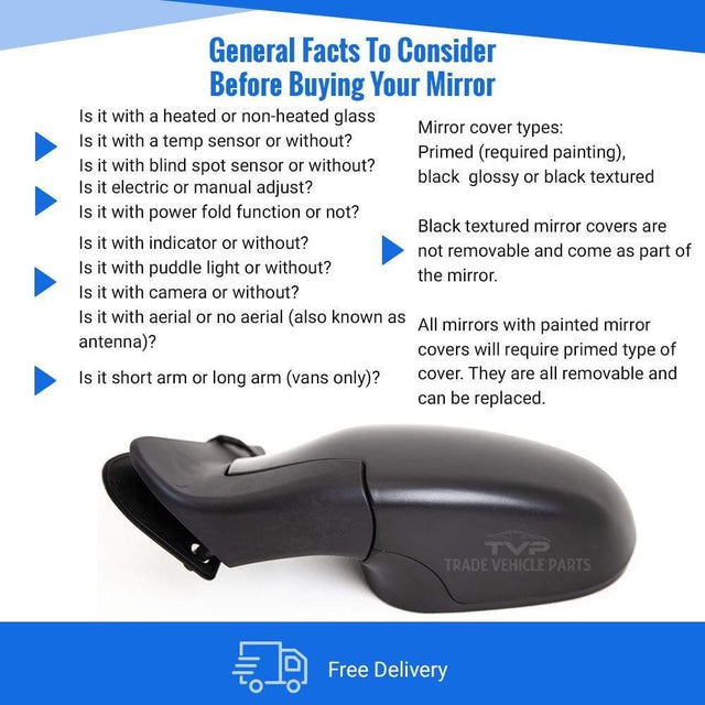 Fits Lti Tx4 Taxi 2007- Door Wing Mirror Heated Electric Textured Passenger Side - image 3