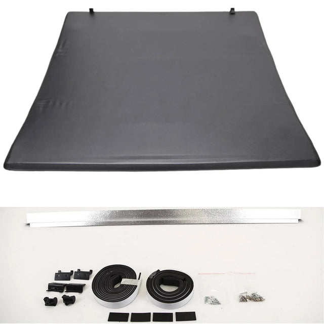 Fits Mitsubishi L200 Series 5 Double Cab 2015-2019 Soft Tri Fold Tonneau Cover Short Bed Black - image 2