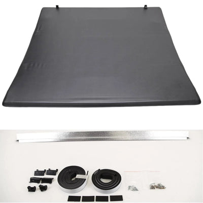 Fits Mitsubishi L200 Series 5 Double Cab 2015-2019 Soft Tri Fold Tonneau Cover Short Bed Black - tradevehicleparts.co.uk