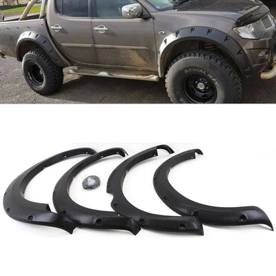 Fits Mitsubishi L200 2006-2013 60mm Wide Wheel Arches Extensions Fender Flares Set Black - tradevehicleparts.co.uk