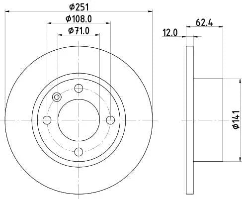 Mintex Brake Discs Rear Solid Set Of 2 MDC1033 251mm - image 3