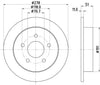 Mintex Brake Discs Rear Solid Set Of 2 MDC1070 278mm thumbnail