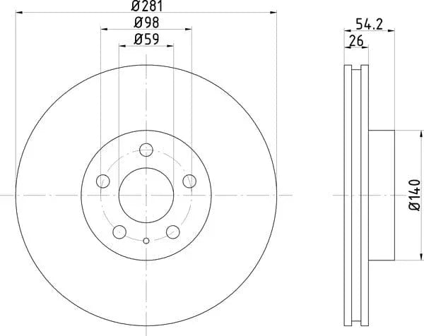 Mintex Brake Discs Front Vented Set Of 2 MDC1220 281mm - image 4