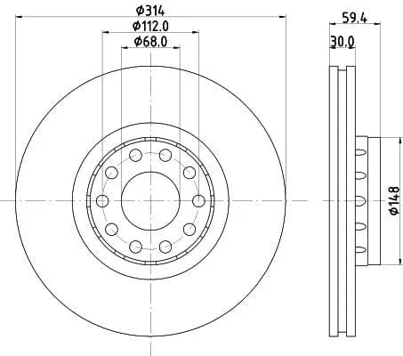 Mintex Brake Discs Front Vented Set Of 2 MDC1242 314mm - image 3