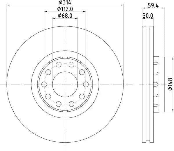 Mintex Brake Discs Front Vented Set Of 2 MDC1242 314mm - image 4