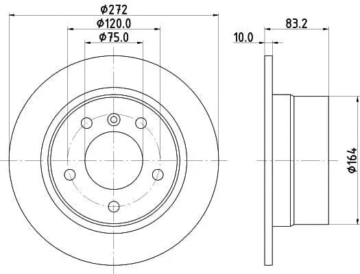 Mintex Brake Discs Rear Solid Set Of 2 MDC1327 272mm - image 3