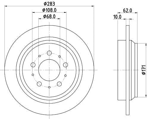Mintex Brake Discs Rear Solid Set Of 2 MDC1352 283mm - image 3
