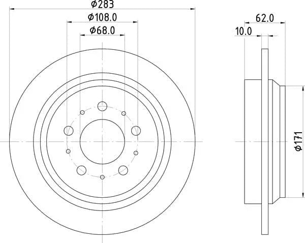 Mintex Brake Discs Rear Solid Set Of 2 MDC1352 283mm - image 4